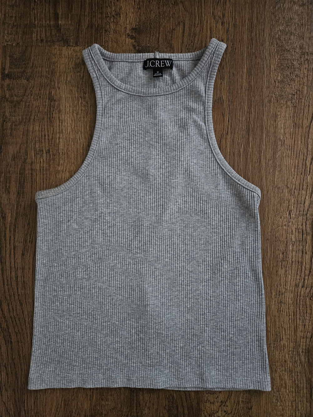 J. Crew Light Gray Ribbed Tank Top, Size Medium